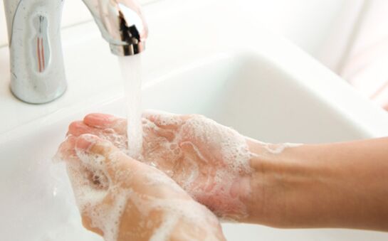 hand washing to prevent parasites from entering the body